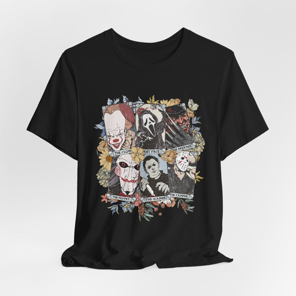 Horror Icons Collage Tee — Vintage Slasher Movie Graphic T-Shirt