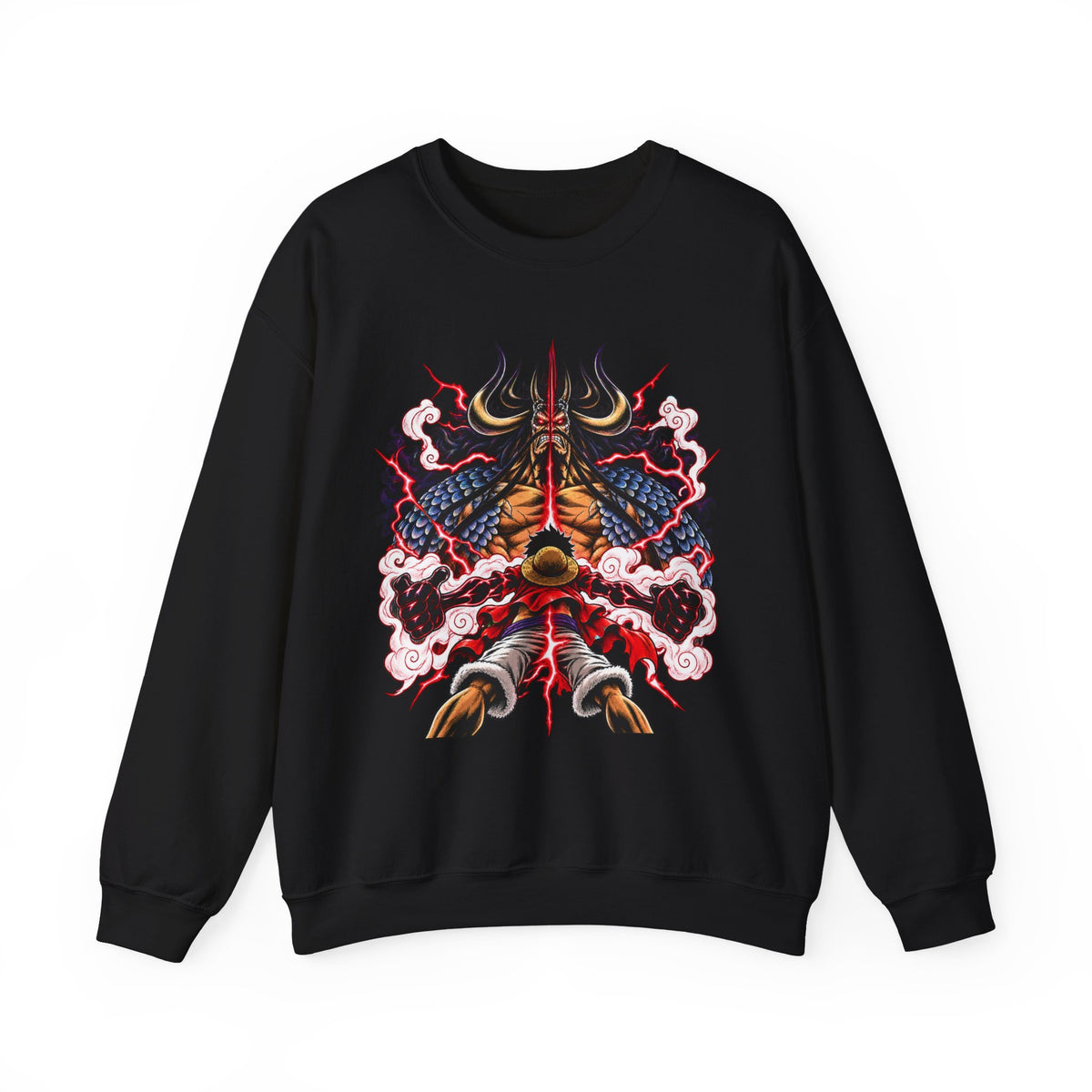 Samurai Demon Mask Crewneck Sweatshirt — Japanese Tattoo Style Graphic