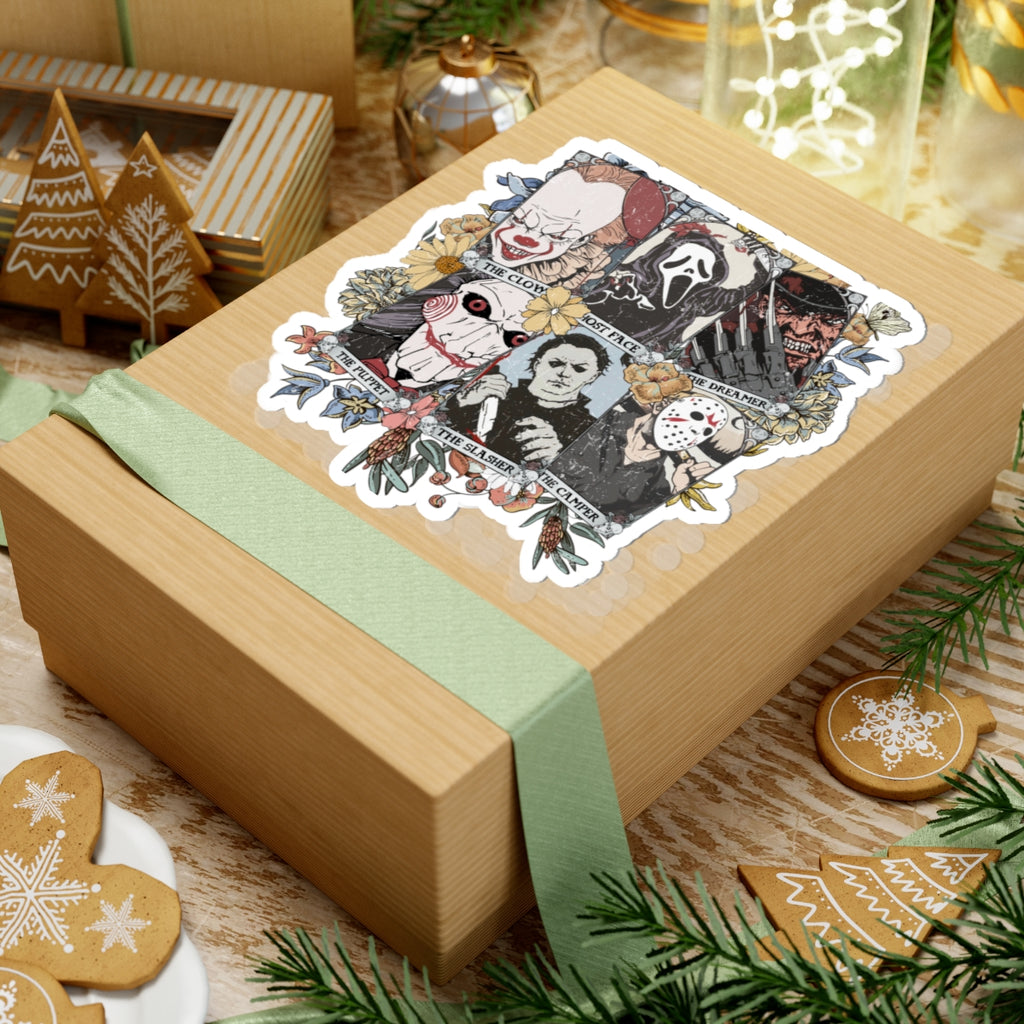 Horror Icons Kiss-Cut Sticker Pack — Pennywise, Ghostface, Freddy, Jigsaw, Michael Myers & Jason