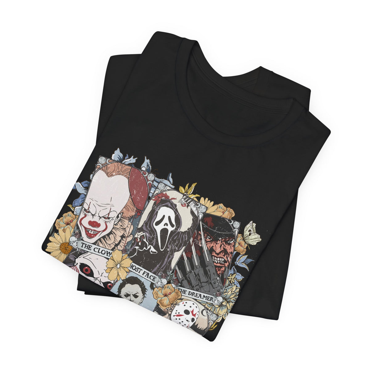 Horror Icons Collage Tee — Vintage Slasher Movie Graphic T-Shirt