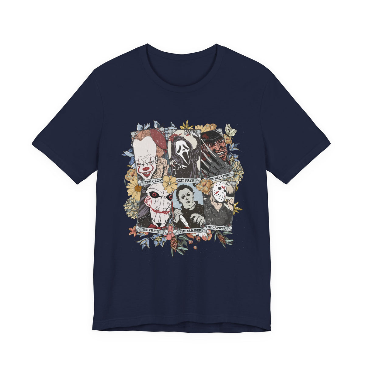 Horror Icons Collage Tee — Vintage Slasher Movie Graphic T-Shirt