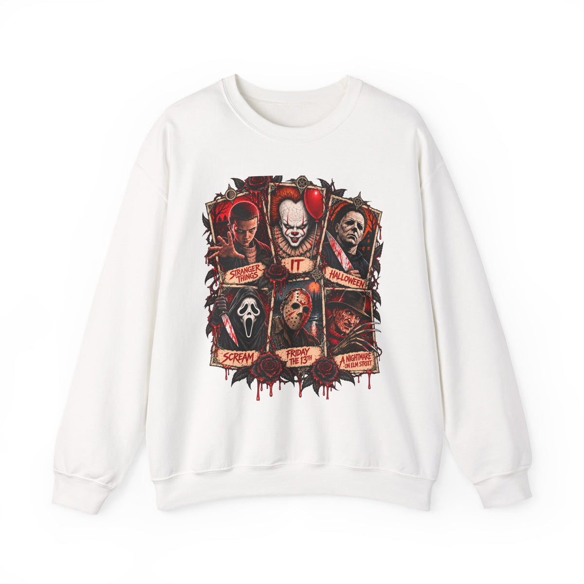 Horror Movie Villains Crewneck Sweatshirt — Classic Collage
