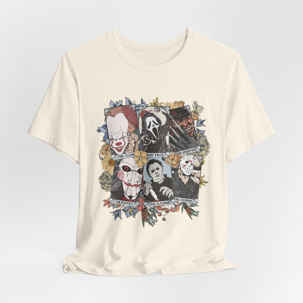 Horror Icons Collage Tee — Vintage Slasher Movie Graphic T-Shirt