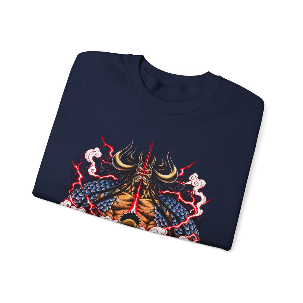 Samurai Demon Mask Crewneck Sweatshirt — Japanese Tattoo Style Graphic