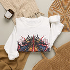 Samurai Demon Mask Crewneck Sweatshirt — Japanese Tattoo Style Graphic