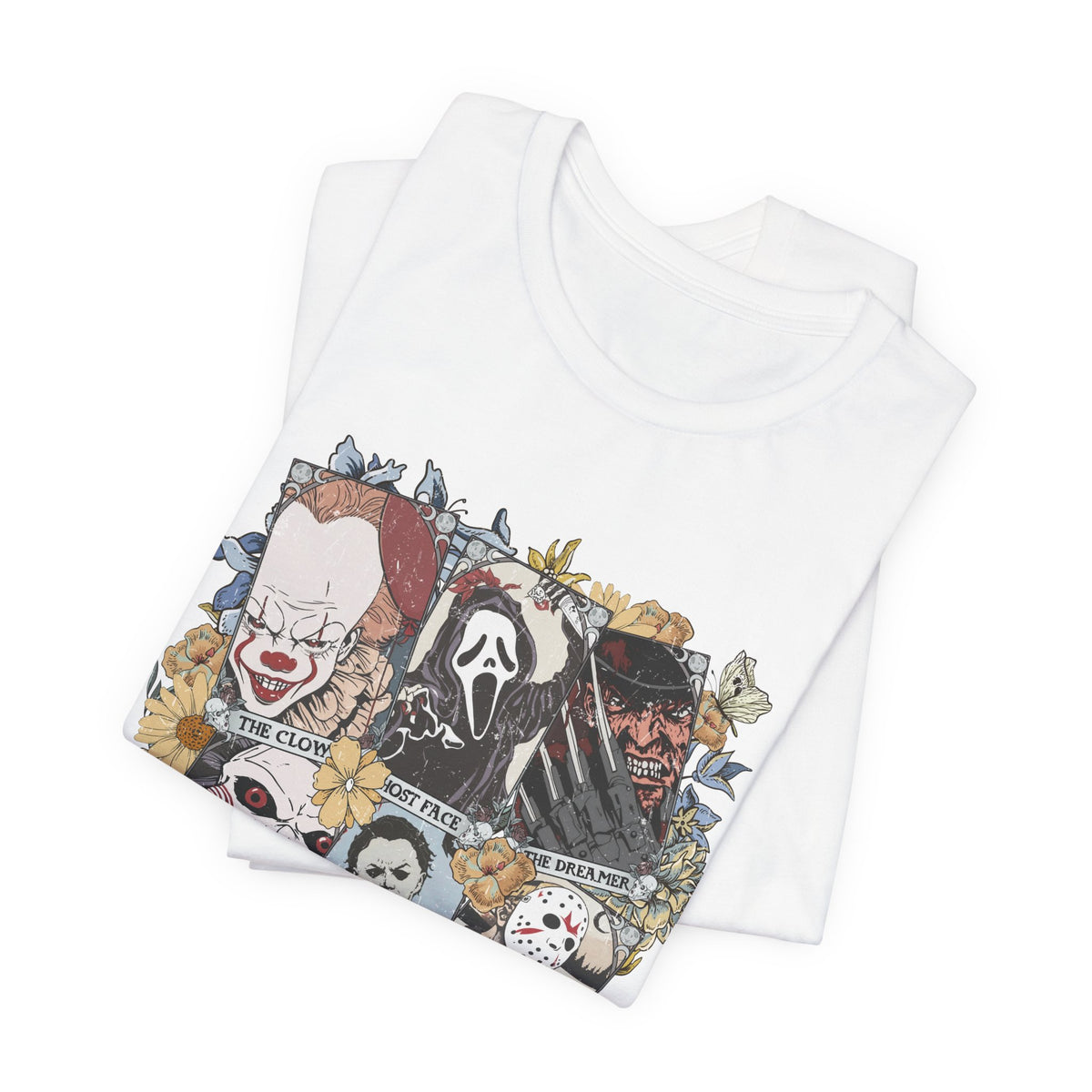 Horror Icons Collage Tee — Vintage Slasher Movie Graphic T-Shirt