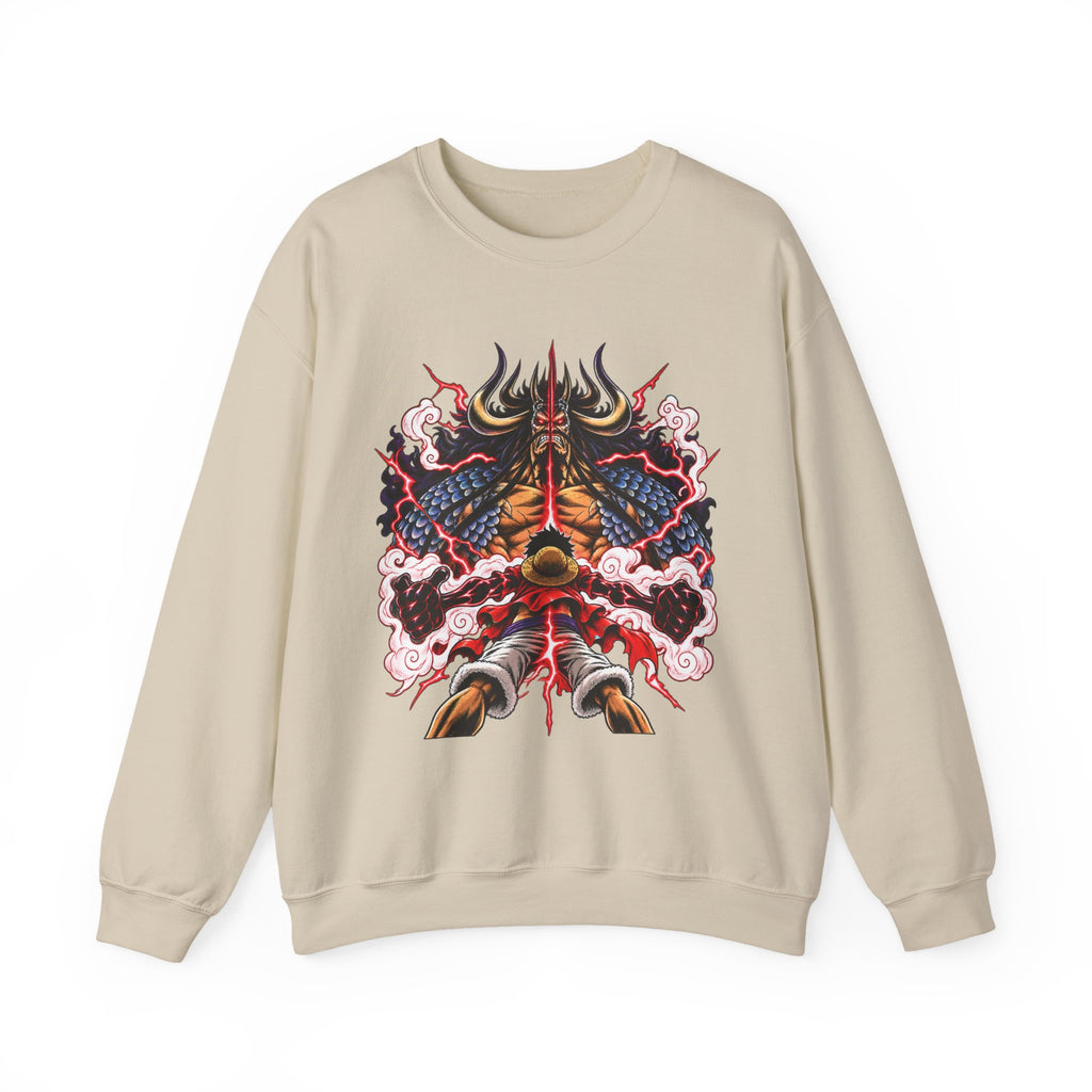 Samurai Demon Mask Crewneck Sweatshirt — Japanese Tattoo Style Graphic