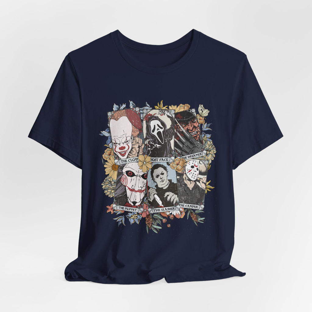 Horror Icons Collage Tee — Vintage Slasher Movie Graphic T-Shirt