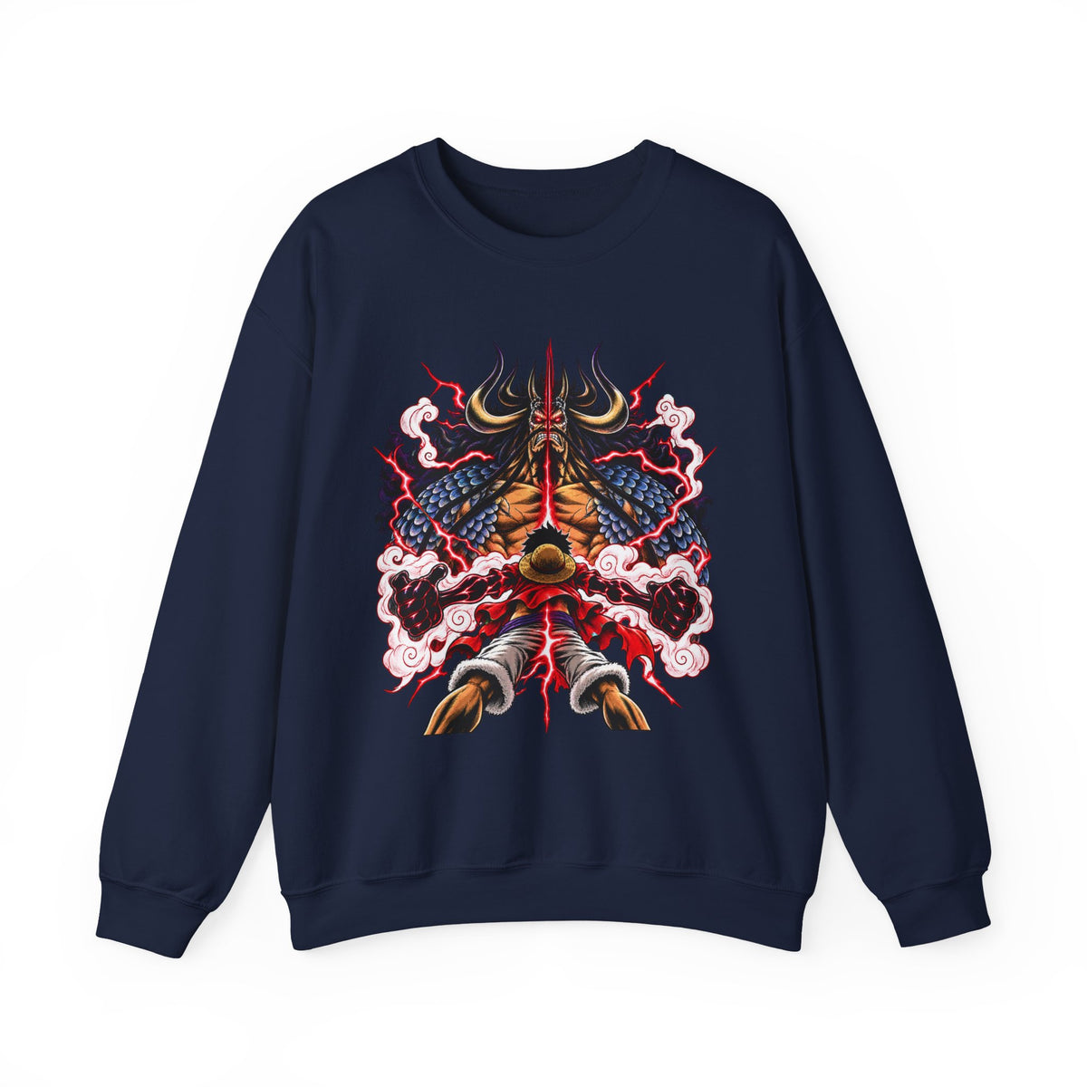 Samurai Demon Mask Crewneck Sweatshirt — Japanese Tattoo Style Graphic