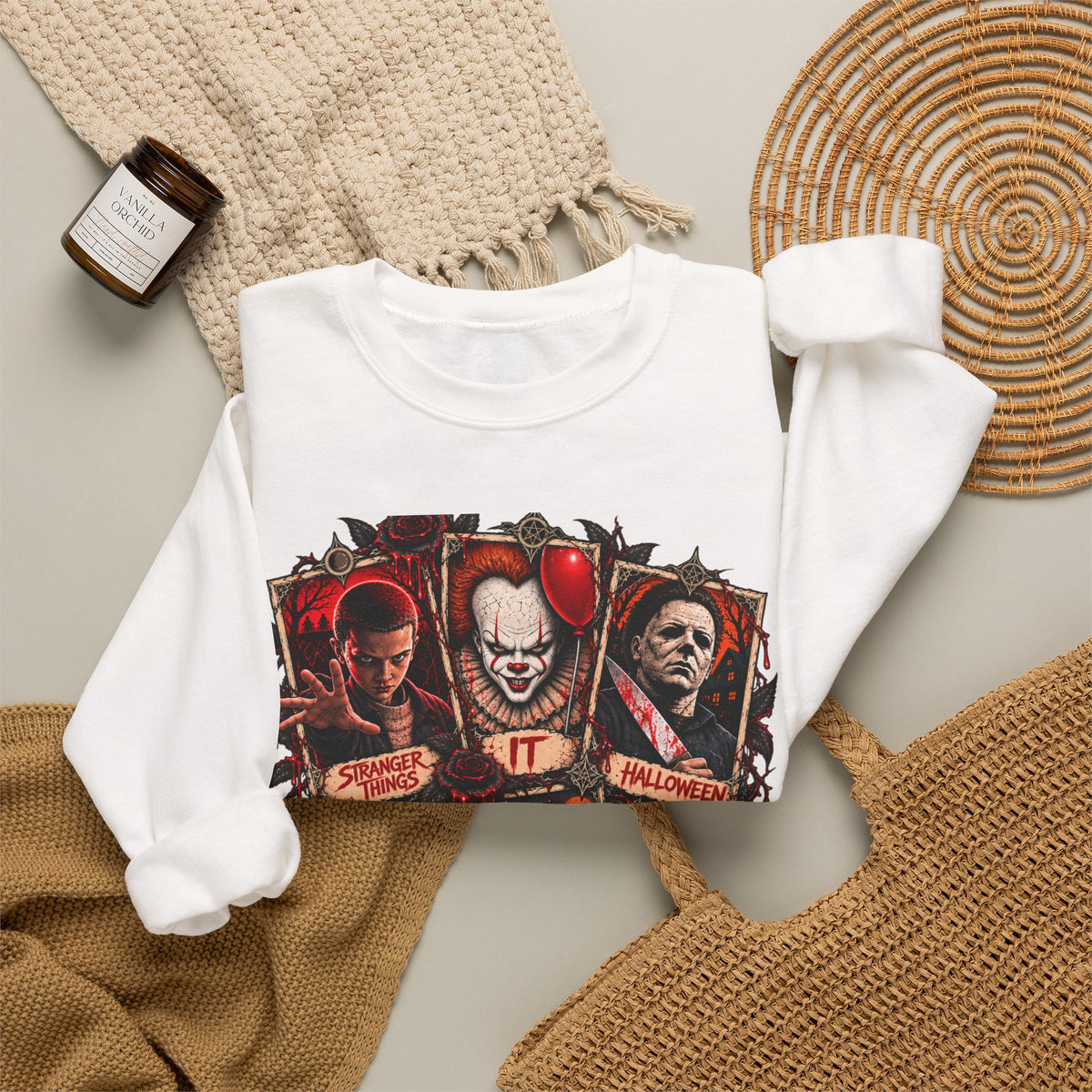 Horror Movie Villains Crewneck Sweatshirt — Classic Collage