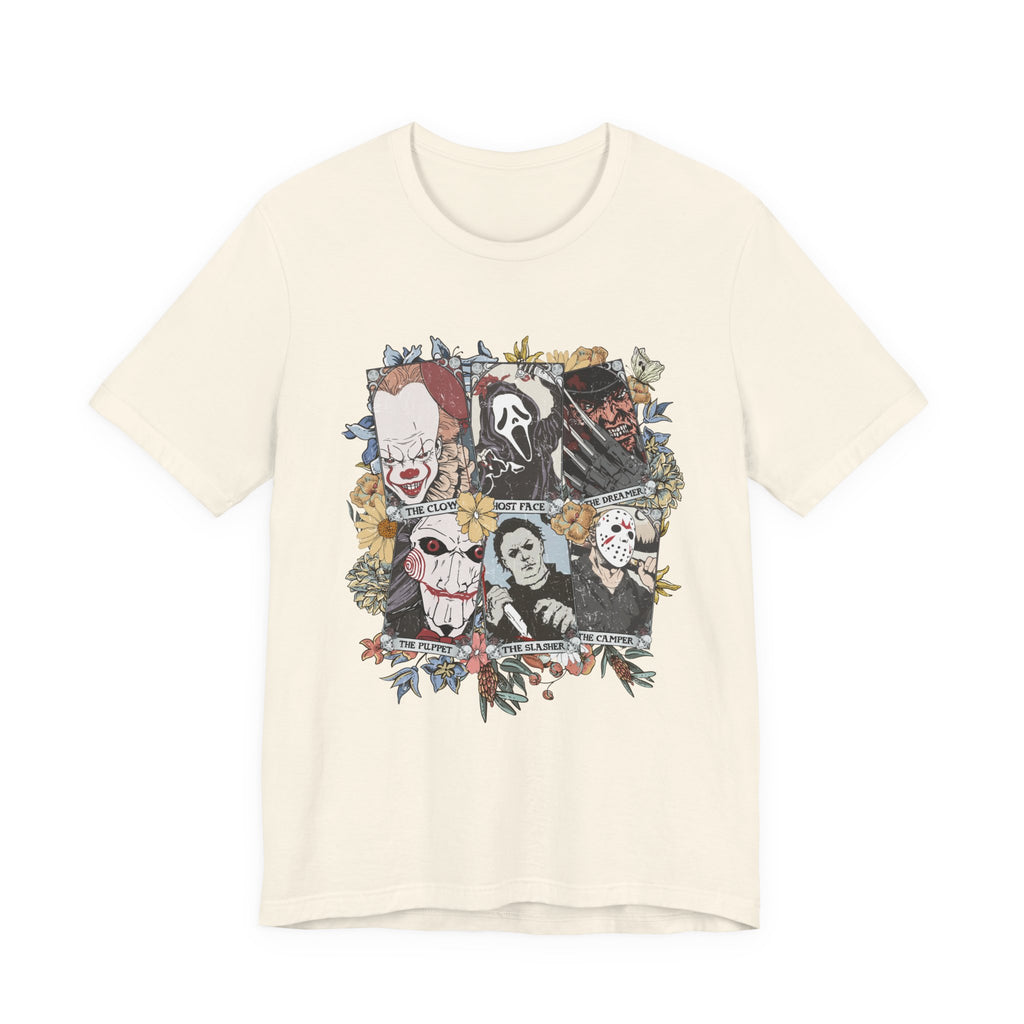 Horror Icons Collage Tee — Vintage Slasher Movie Graphic T-Shirt