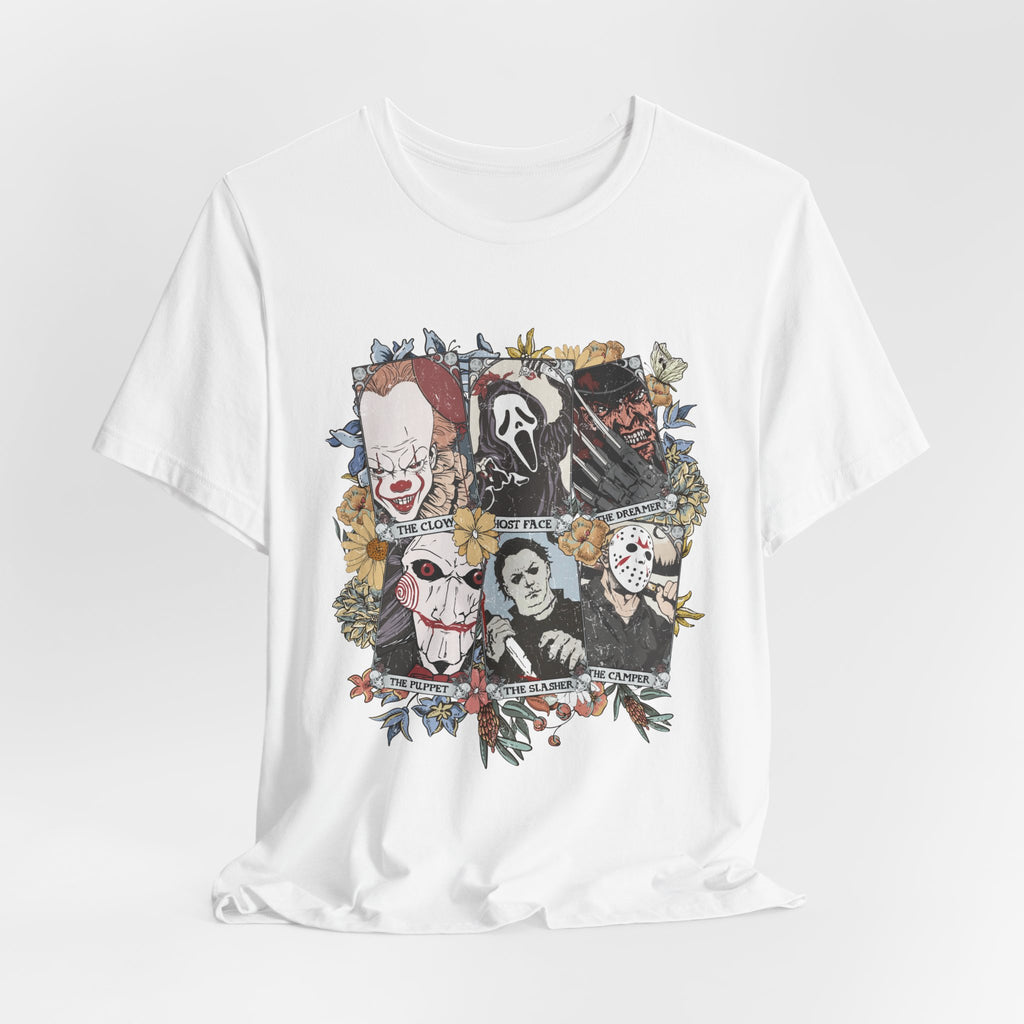 Horror Icons Collage Tee — Vintage Slasher Movie Graphic T-Shirt
