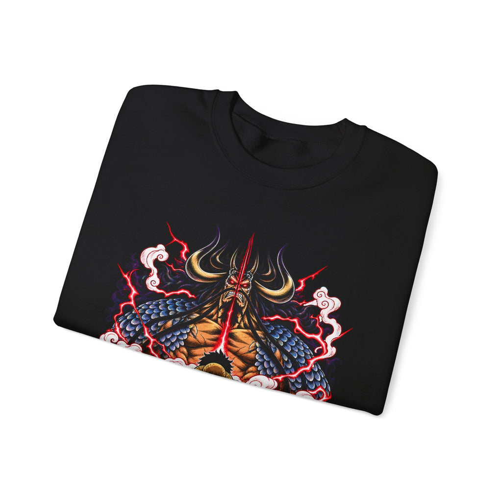 Samurai Demon Mask Crewneck Sweatshirt — Japanese Tattoo Style Graphic