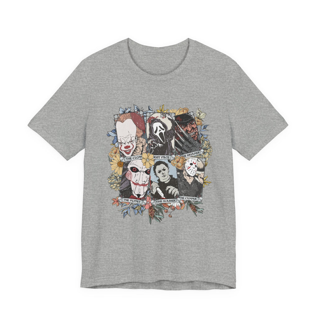 Horror Icons Collage Tee — Vintage Slasher Movie Graphic T-Shirt