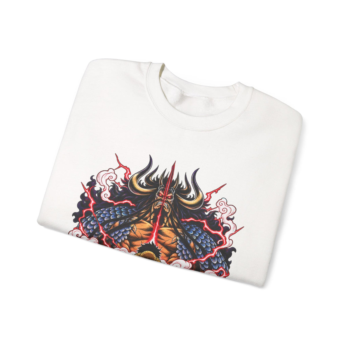 Samurai Demon Mask Crewneck Sweatshirt — Japanese Tattoo Style Graphic