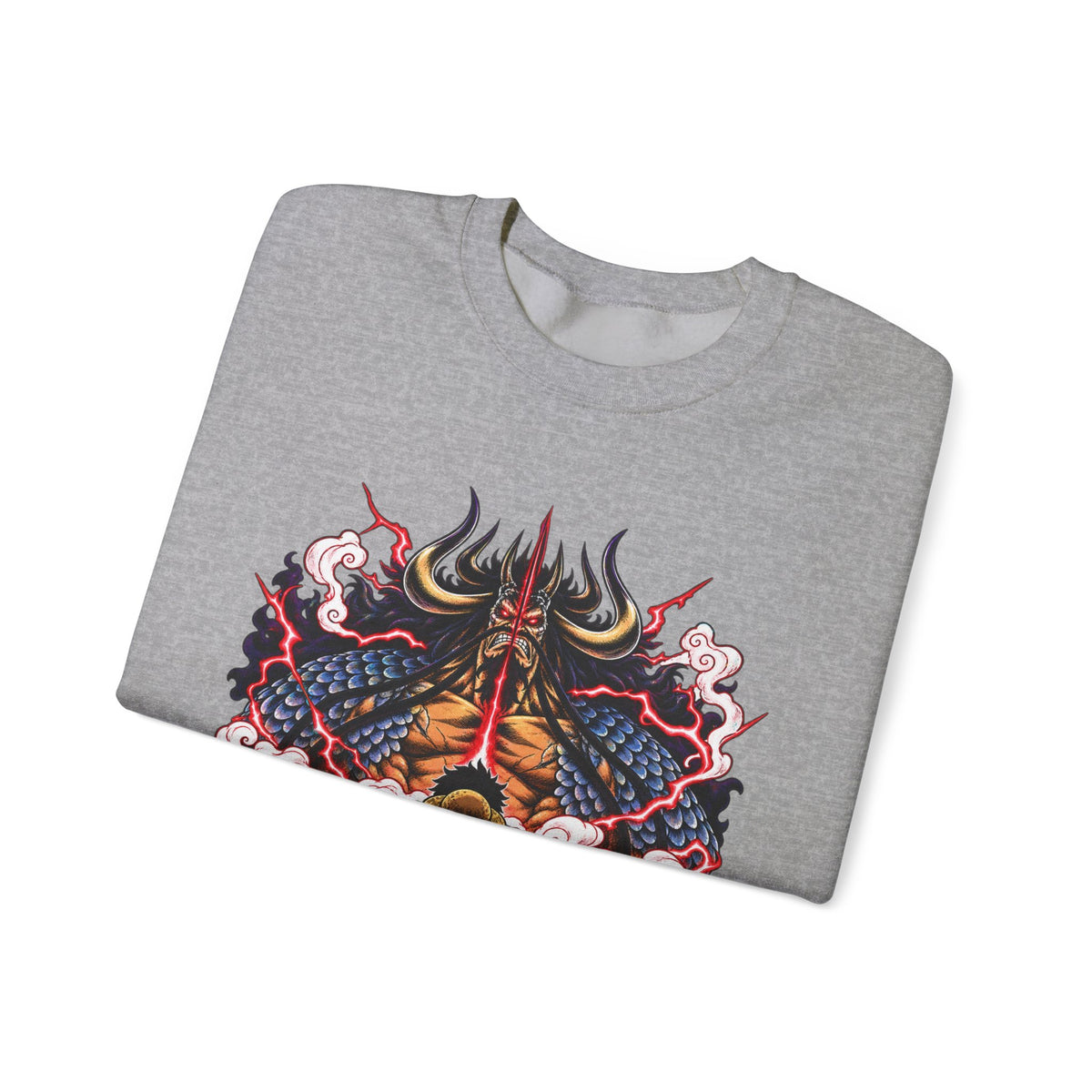 Samurai Demon Mask Crewneck Sweatshirt — Japanese Tattoo Style Graphic