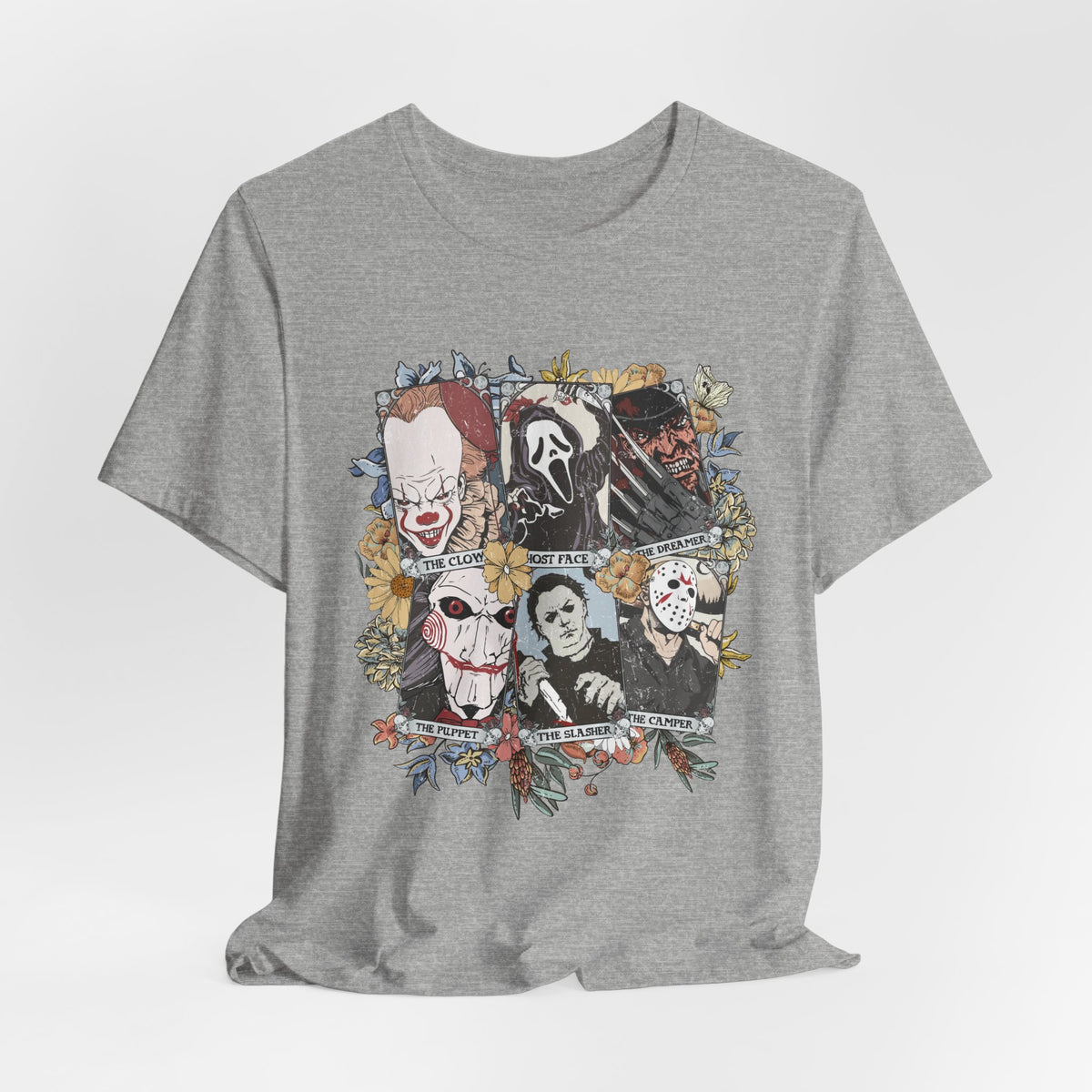 Horror Icons Collage Tee — Vintage Slasher Movie Graphic T-Shirt